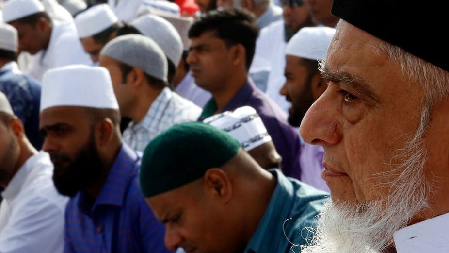 Muslim devotees offer prayers during Eid al-Fitr in Colombo, Sri Lanka. 