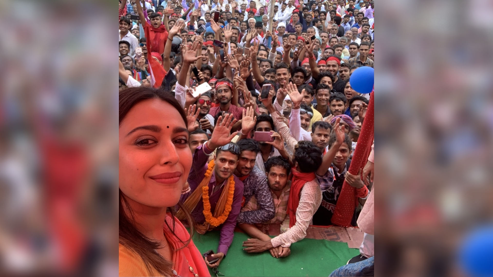 Swara Bhasker campaigns for CPI candidate in Bihar’s Begusarai district.