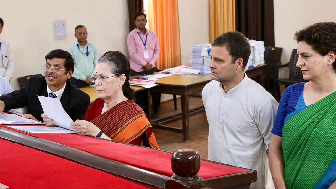 Sonia Gandhi files her nomination for the Raebareli constituency in the presence of Rahul Gandhi and Priyanka Gandhi.&nbsp;