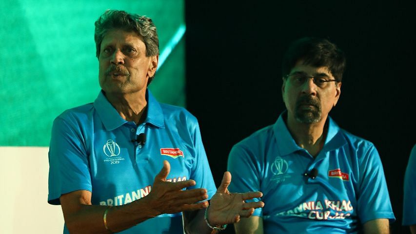 India’s 1983 World Cup stars Kapil Dev and Krishnamachari Srikkanth during an event in Bengaluru.