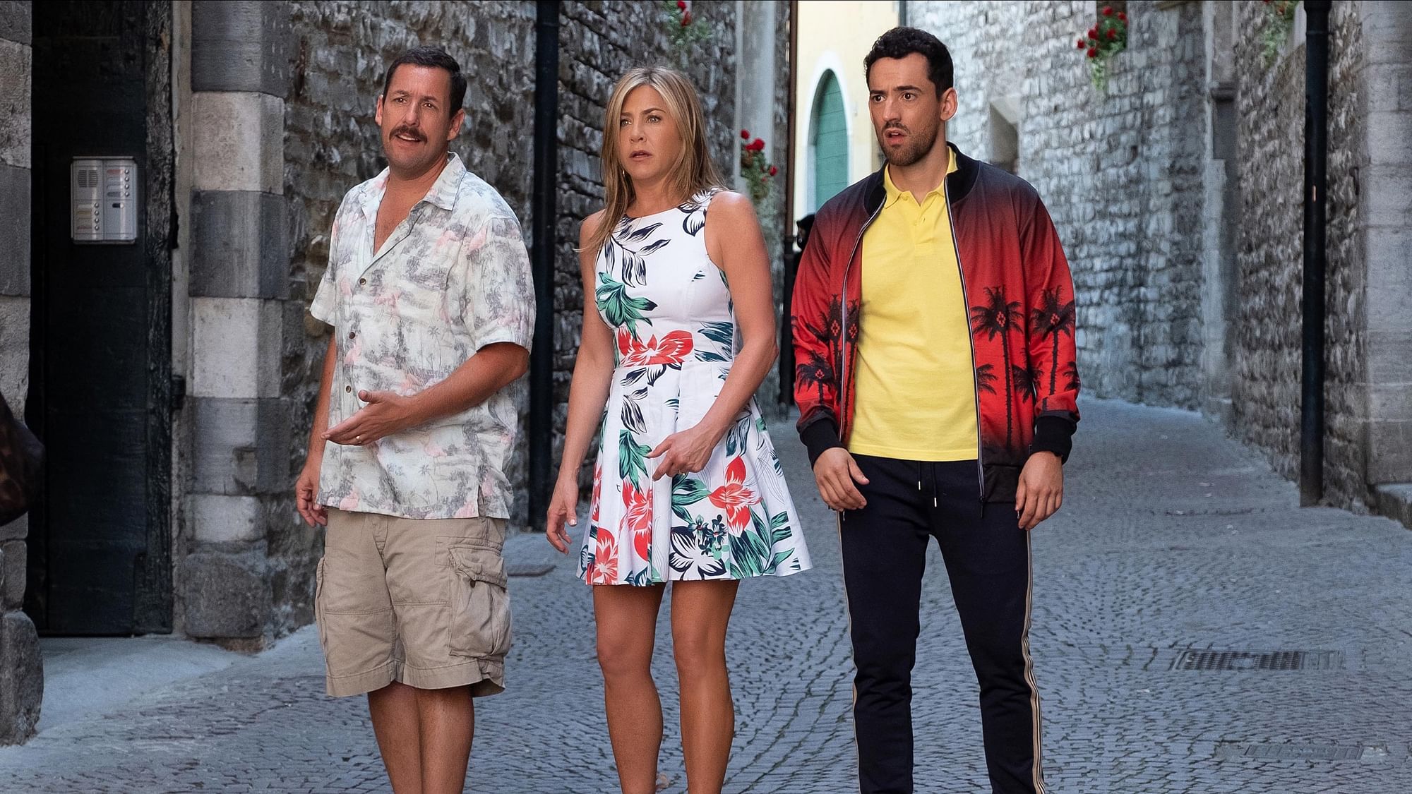 A still from Adam Sandler and Jennifer Aniston-starrer <i>Murder Mystery</i>.