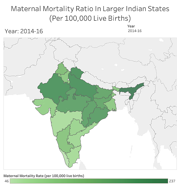 Maternal Mortality Ratio In Larger Indian States (Per 100,000 Live Births)
