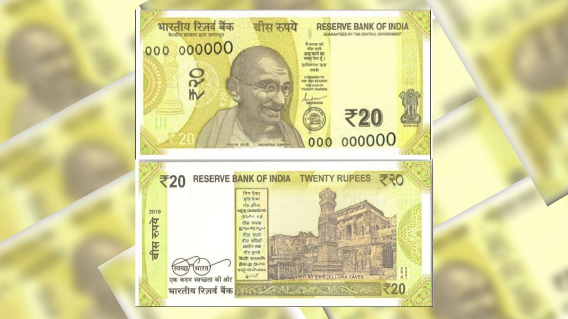 The new Rs 20 note, to be issued soon by RBI.