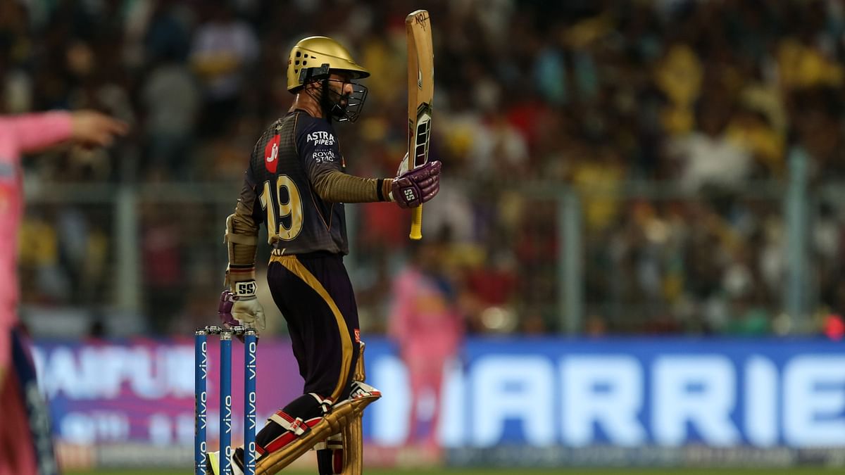 Dinesh Karthik promoted himself to No. 4 and smashed nine sixes and seven fours in his 50-ball unbeaten knock of 97.