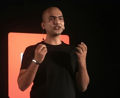 New Delhi: Xiaomi India Managing Director and Global Vice President Manu Kumar Jain addresses during the launch of Xiaomi Redmi Note 5 and Note 5 Pro smartphones in New Delhi on Feb 14, 2018. (Photo: IANS)