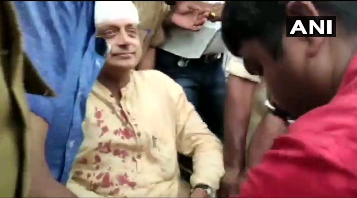Shashi Tharoor after the injuries.