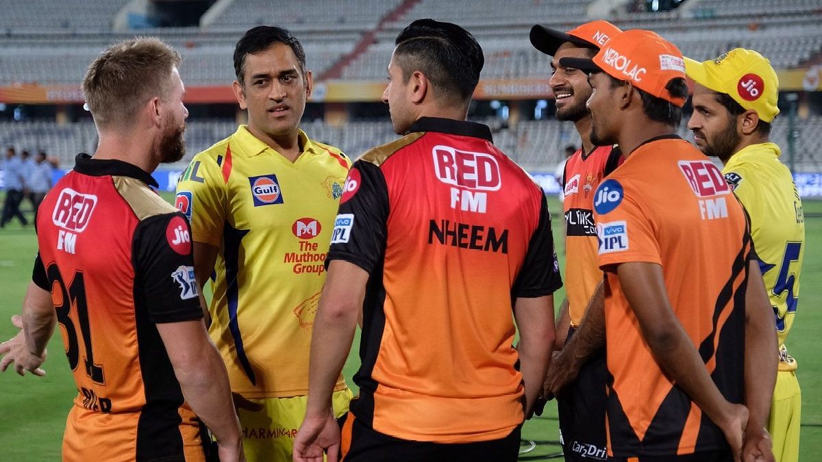 Dhoni was seen spending time with David Warner, Vijay Shankar and Sandeep Sharma after the match.D