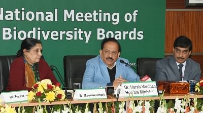 New Delhi: Union Environment, Forest and Climate Change Minister Harsh Vardhan addresses after releasing IndiaÃƒÂ¢Ã‚Â€Ã‚Â™s sixth National Report to the Convention on Biological Diversity (CBD) at the 13th National Meeting of State Biodiversity Boards, in New Delhi on Dec 29, 2018. (Photo: IANS/PIB)