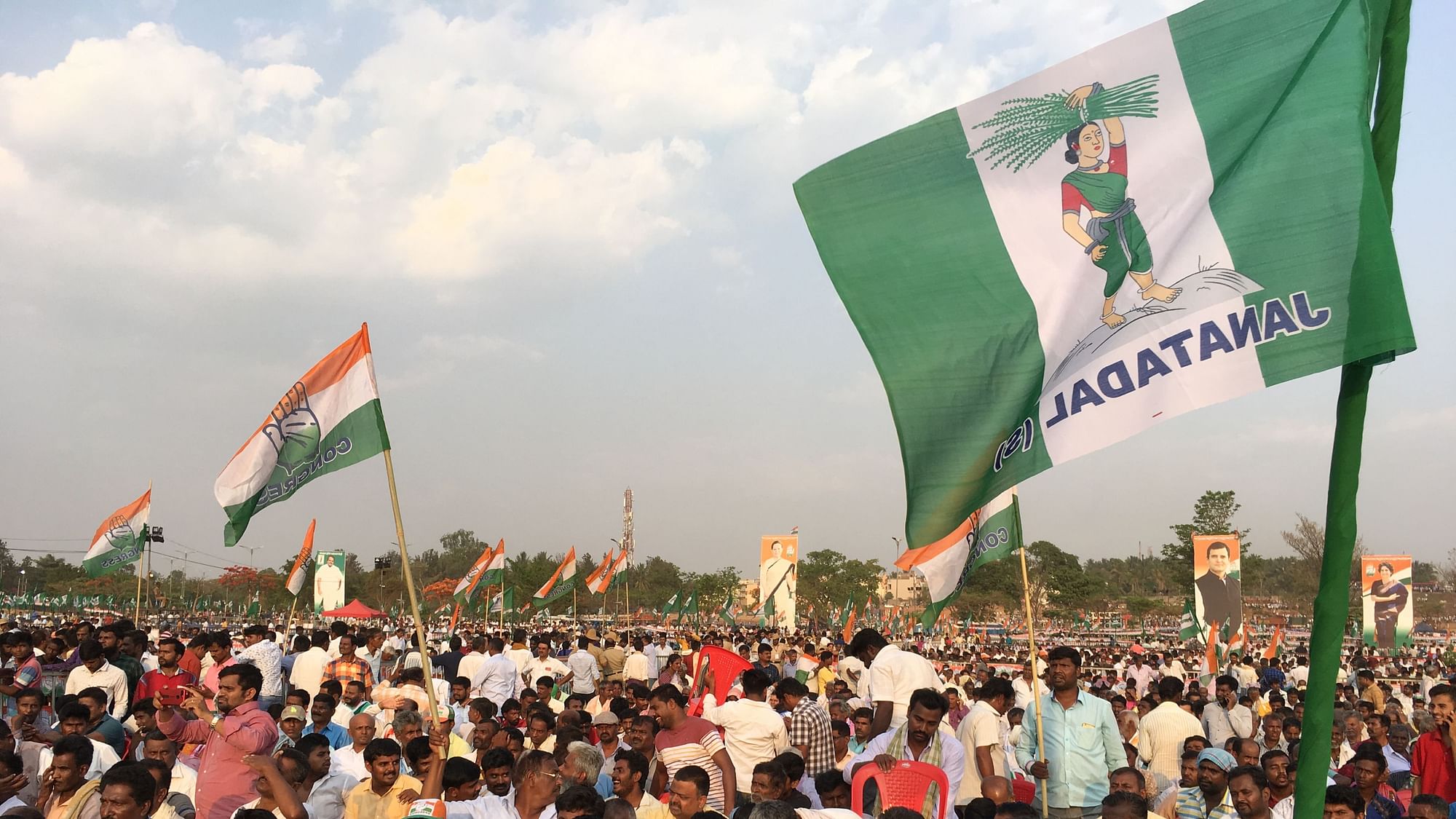 Congress and JD(S) held their first joint rally in Bengaluru on 31 March.