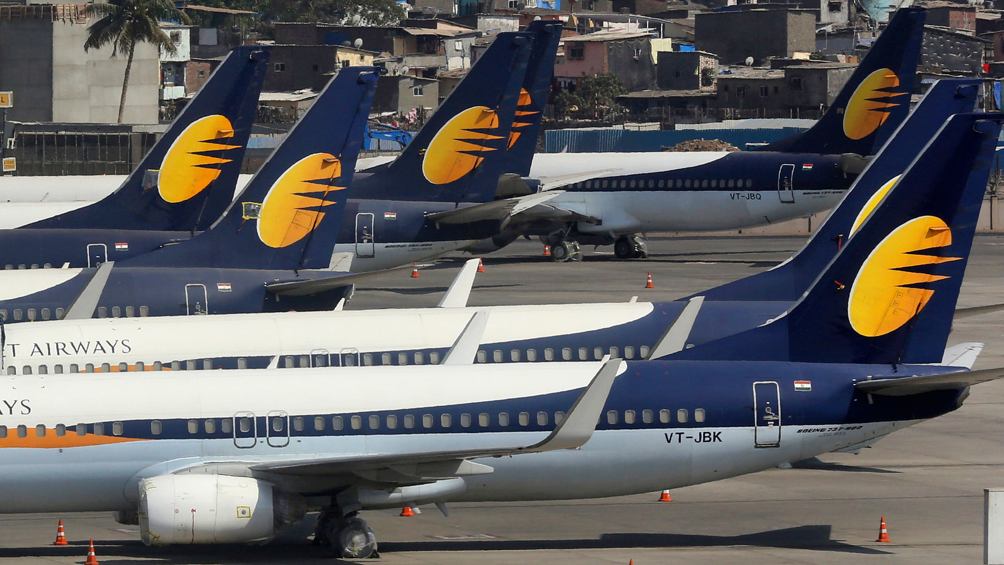 Jet Airways aircrafts are parked at Chhatrapati Shivaji Maharaj International Airport in Mumbai in India. Image used for representational purpose only.&nbsp;