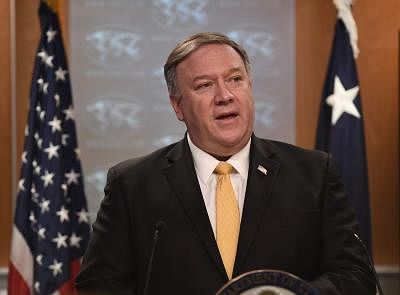 WASHINGTON D.C., Feb. 1, 2019 (Xinhua) -- U.S. Secretary of State Mike Pompeo speaks during a press briefing in Washington D.C., the United States, Feb. 1, 2019. The Trump administration announced on Friday that the United States is withdrawing from a landmark nuclear arms control pact with Russia, a move seen as exacerbating the risk of an international arms race. (Xinhua/Liu Jie/IANS)