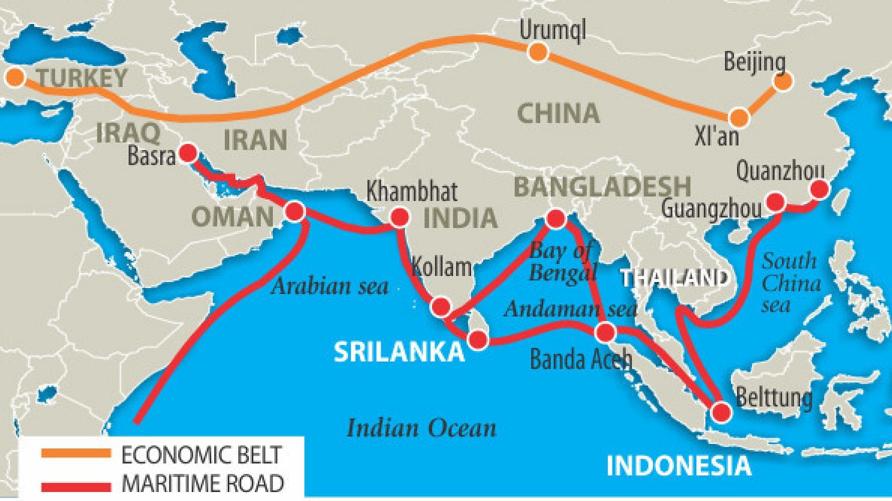 The map also surprisingly portrays India as part of BRI, even though it has boycotted the summit for a second time.