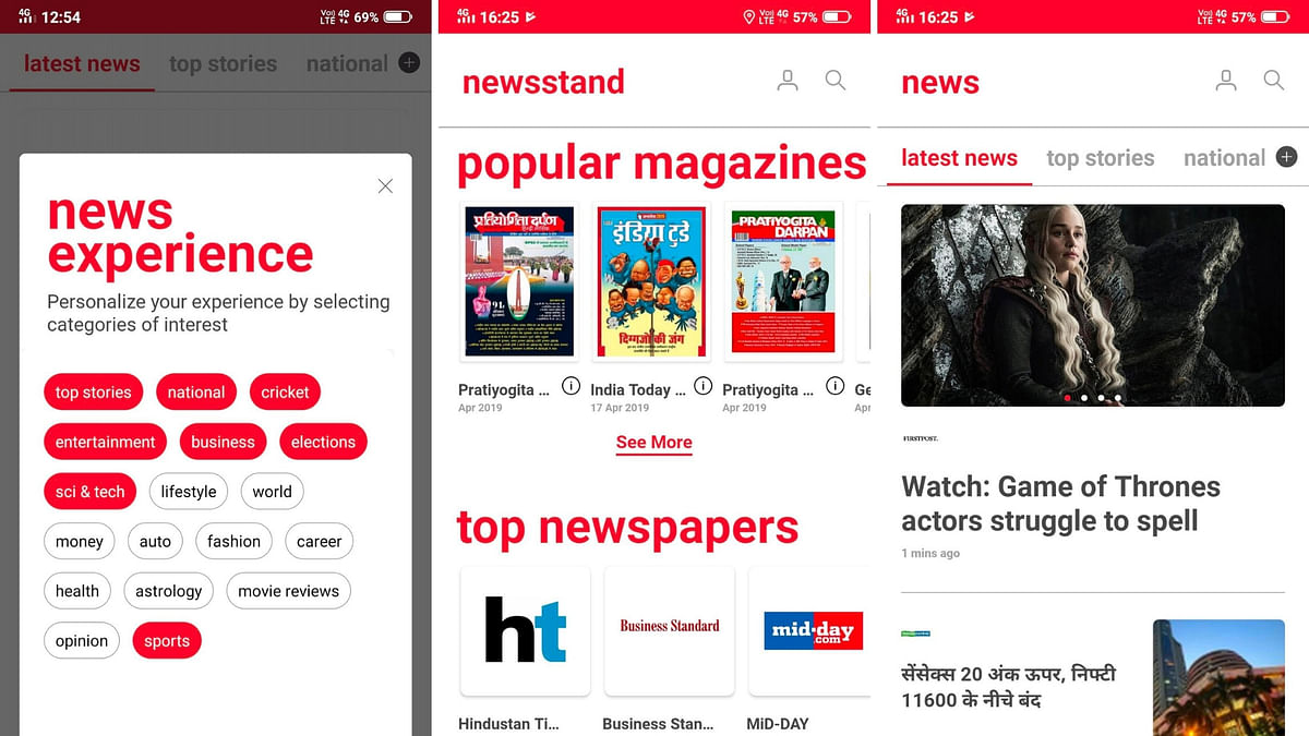 Reliance JioNews app is available on Android and iOS with access to over 150 news channels.
