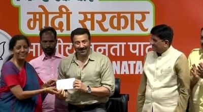 New Delhi: Actor Sunny Deol joins BJP in the presence of Union Ministers Piyush Goyal and Nirmala Sitharaman at the party