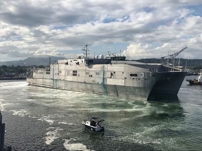 The expeditionary fast transport ship, USNS Millinocket, is participating in a weeklong joint United States-Sri Lanka naval exercise that started April 19, 2019. (Photo: US Navy/IANS)
