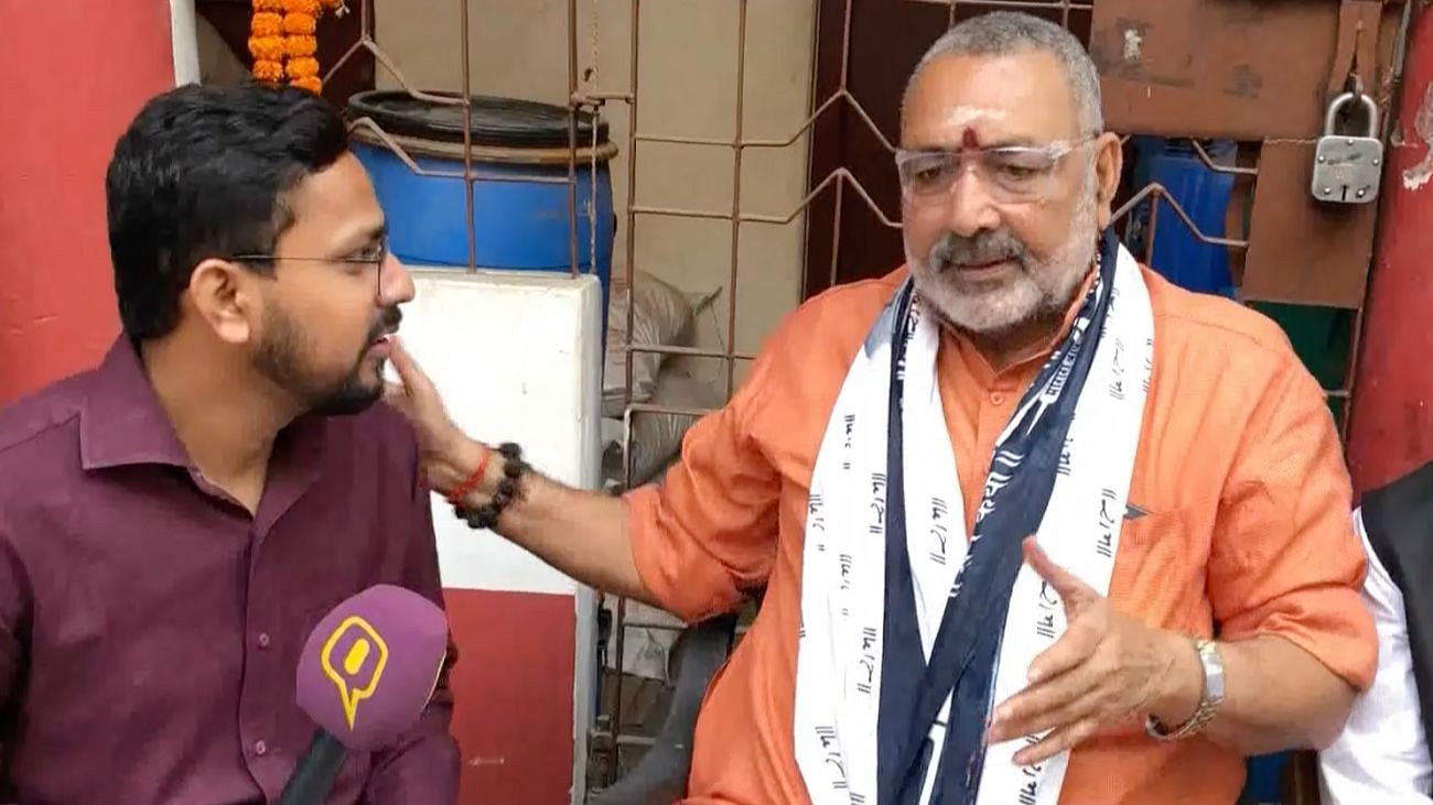 Union Minister Giriraj Singh refusing to answer the question asked by The Quint’s reporter.