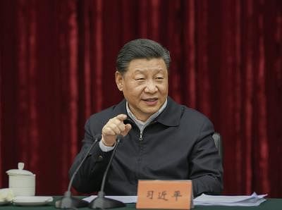 CHONGQING, April 16, 2019 (Xinhua) -- Chinese President Xi Jinping, also general secretary of the Communist Party of China Central Committee and chairman of the Central Military Commission, presides over a symposium about solving prominent problems including meeting the basic needs of food and clothing and guaranteeing compulsory education, basic medical care and housing in southwest China
