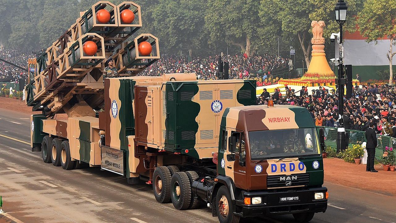 The Nirbhay Missile being showcased at the 2018 Republic Day parade.