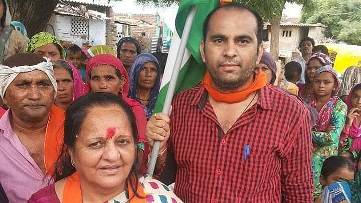 Tarun Gajjar with BJP MP Jayshree Patel from Mehsana