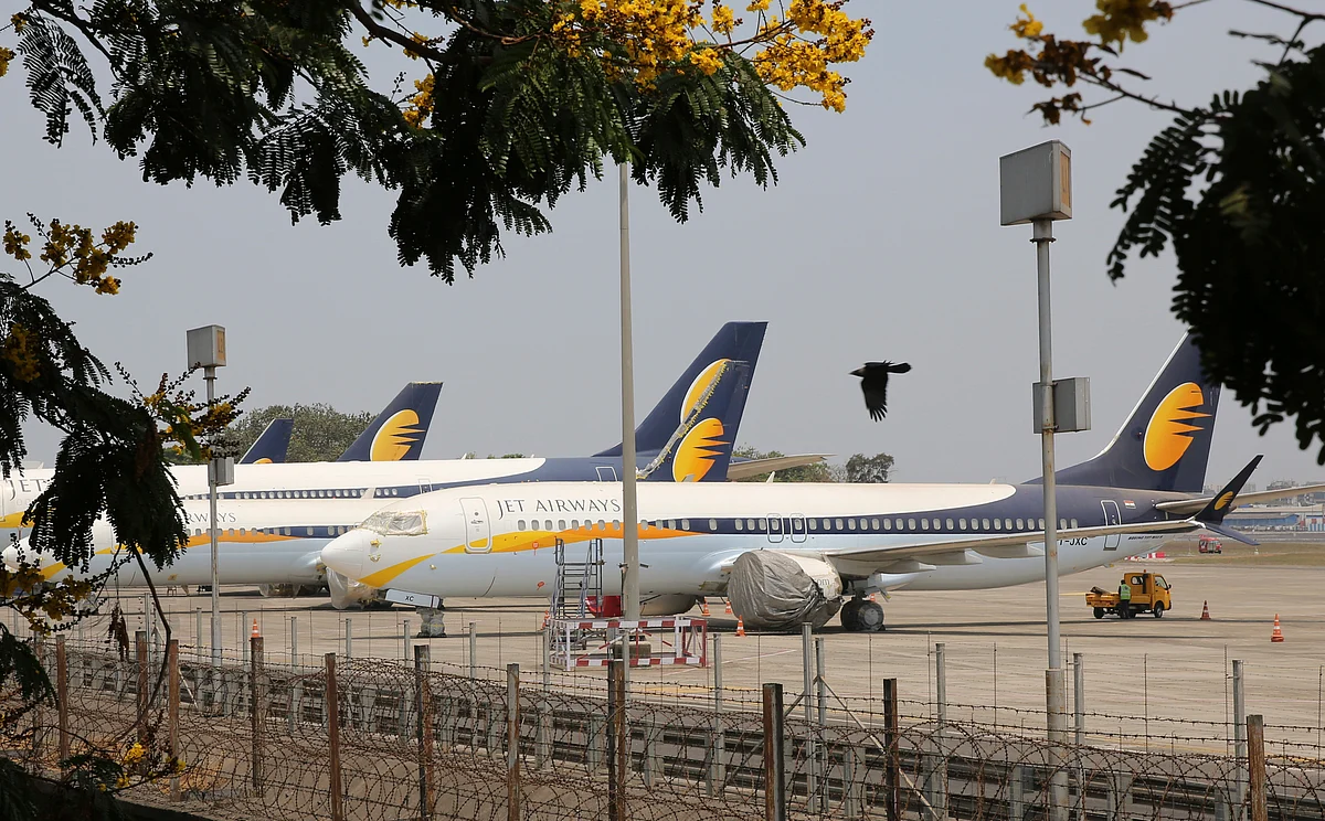 Jet Airways aircrafts are seen parked at Chhatrapati Shivaji Maharaj International Airport in Mumbai on Monday, 15 April, 2019.