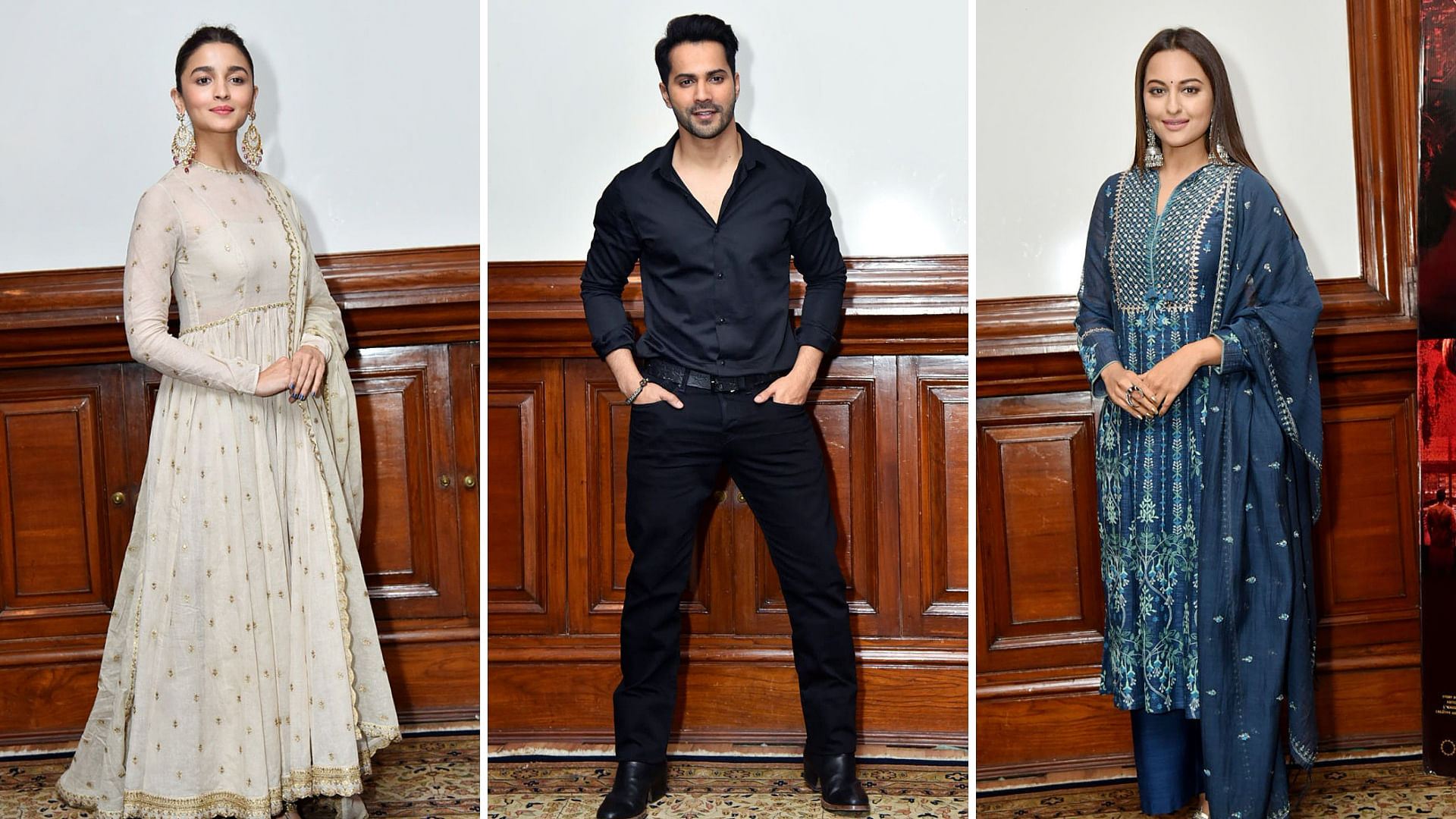 The cast of <i>Kalank: </i>Alia Bhatt, Varun Dhawan, Sonakshi Sinha.