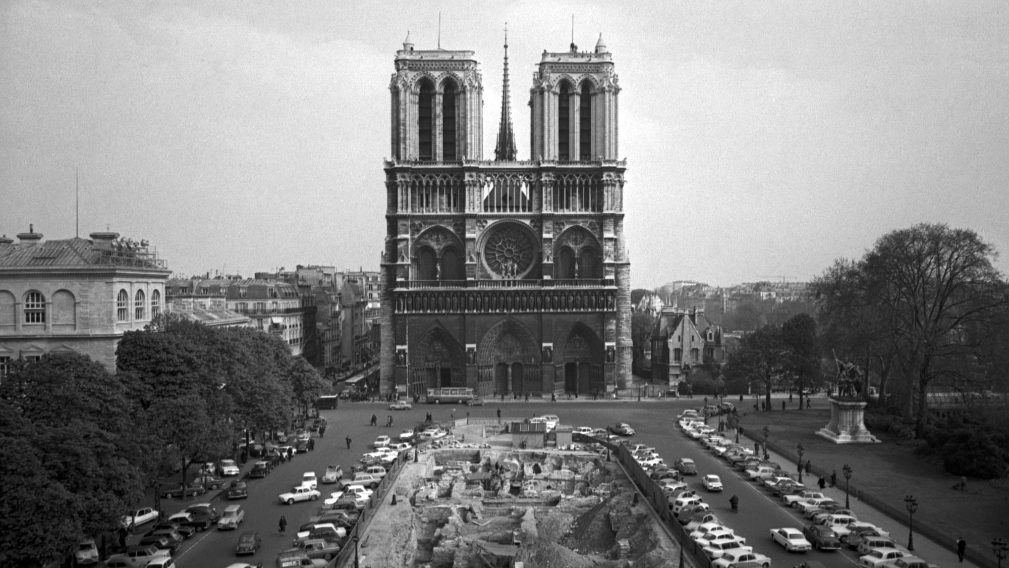 This 18  April 1967 file photo shows the Notre Dame Cathedral in Paris. Art experts around the world reacted with horror to news of the fire that ravaged cathedral on Monday, 15 April 2019.