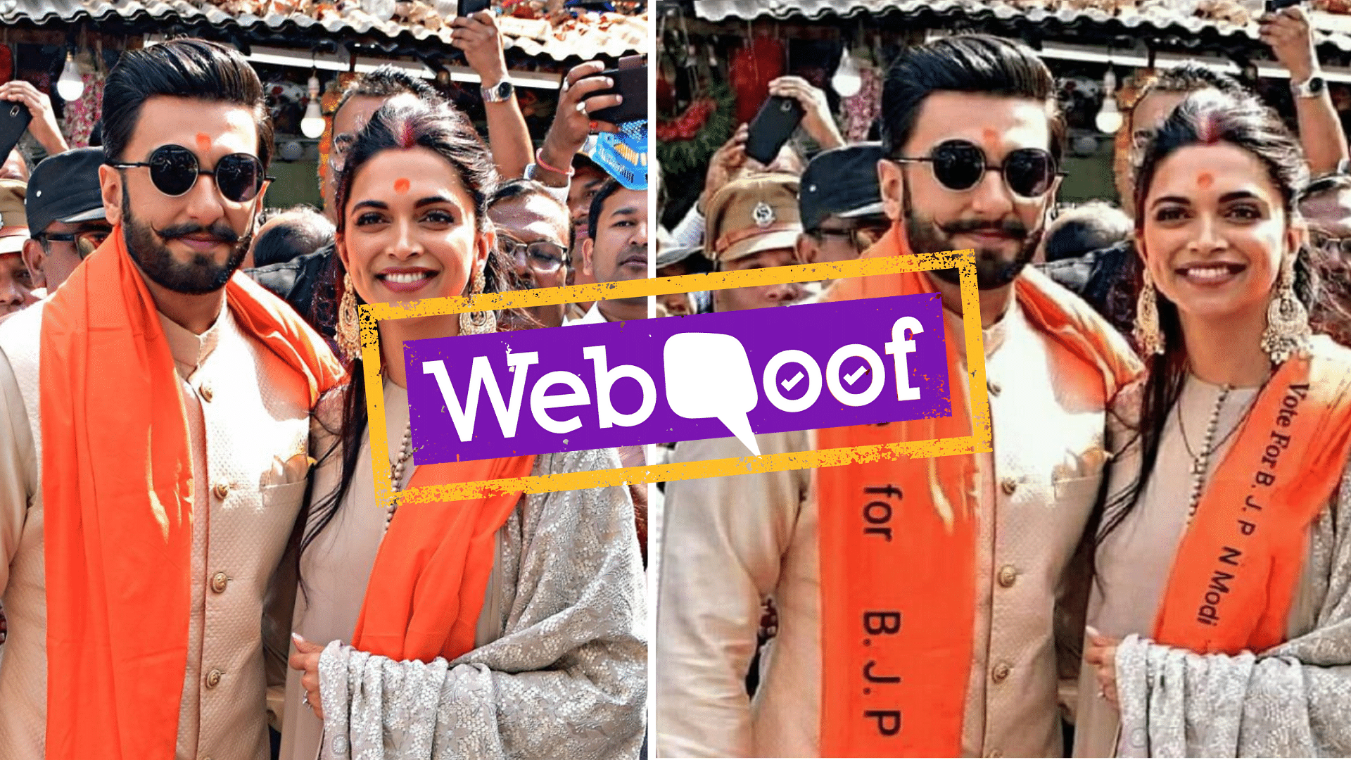 A doctored image of Ranveer Singh and Deepika Padukone campaigning for PM Modi has been doing the rounds. 