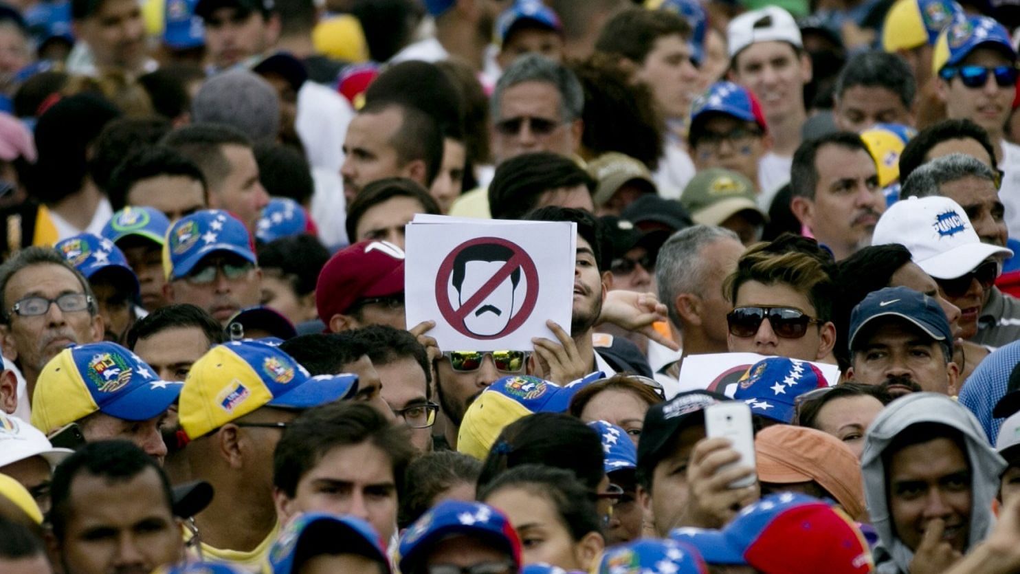 People protest Venezuela President Nicolás Maduro in Caracas, Venezuela.&nbsp;