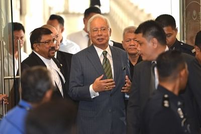 Former Malaysian Prime Minister Najib Razak (C). (Xinhua/Chong Voon Chung/IANS)