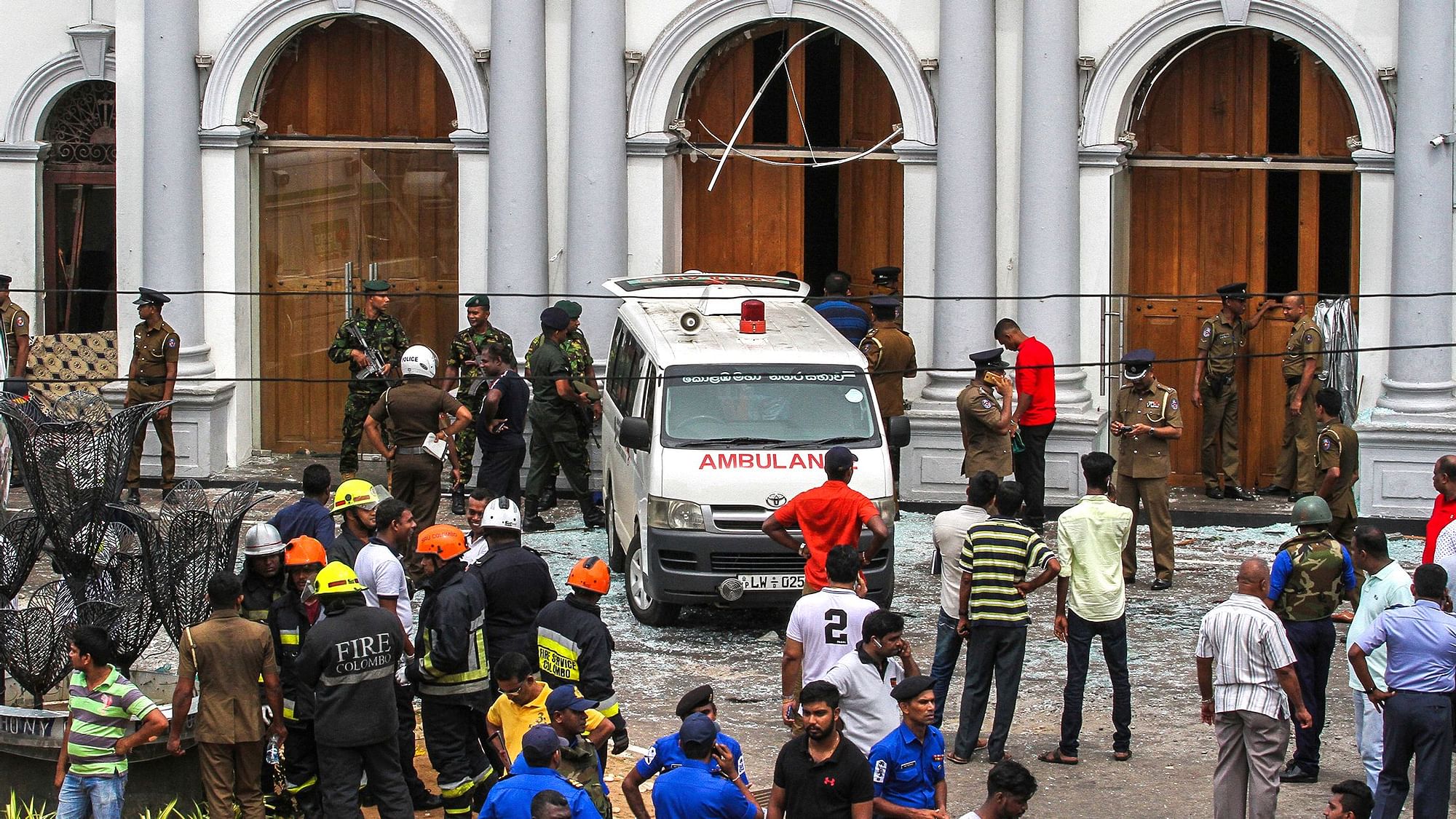 Sri Lankan Army soldiers secure the area around St Anthony Shrine after a blast in Colombo, Sri Lanka.