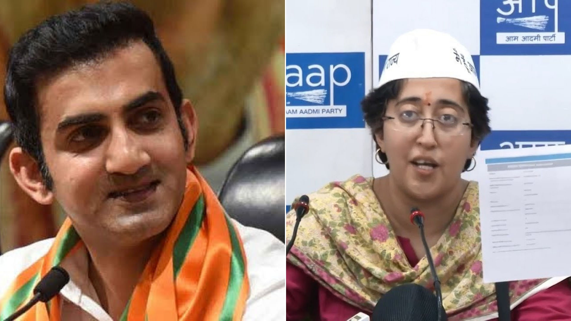 BJP and AAP’s East Delhi candidates Gautam Gambhir and Atishi.