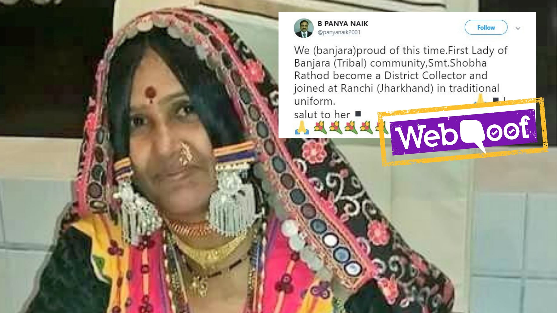 A photo of social worker from Banjara community was falsely shared as the new district collector of Ranchi.