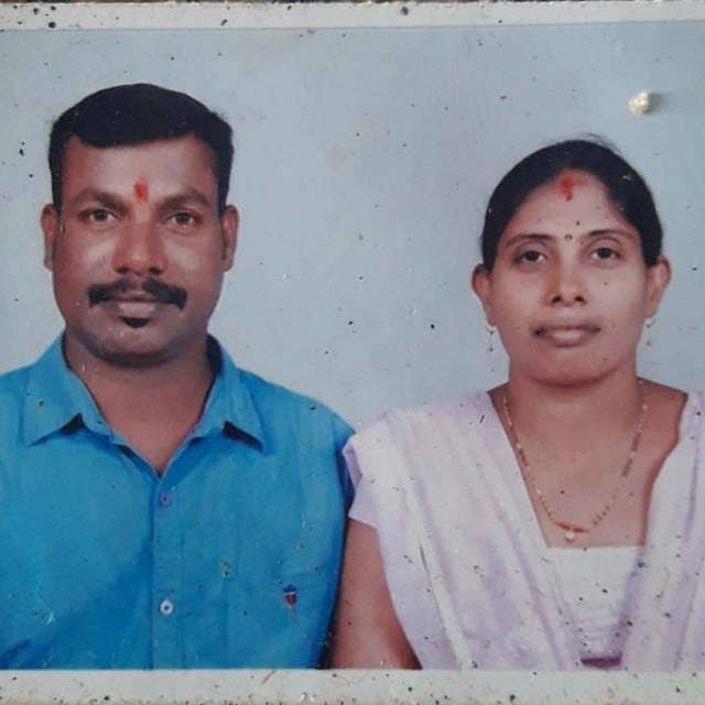 Missing fisherman Chandrashekar Kotian with wife Shymala
