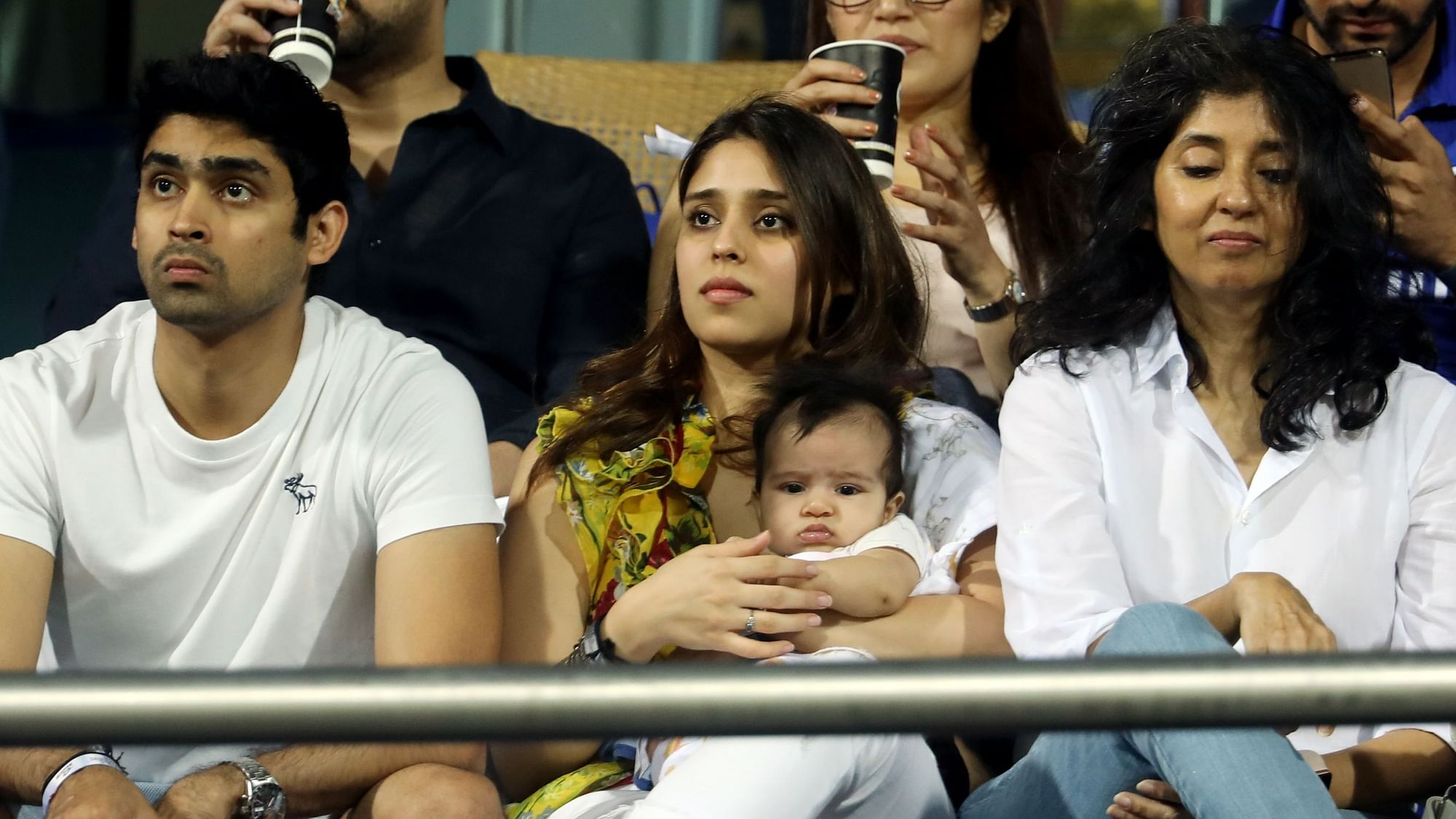 Rohit Sharma’s wife and daughter during the Indian Premier League.&nbsp;