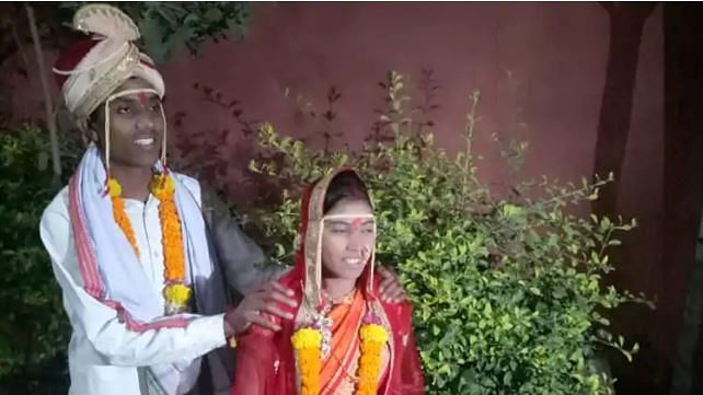 Rukmini Ransingh with her husband Mangesh at their wedding in October 2018.