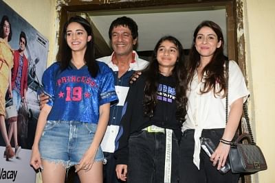 Mumbai: Actress Ananya Pandey with her parents Chunky Pandey, Bhavna Pandey and sister Rysa Pandey at the screening of her upcoming film "Student of the Year 2" in Mumbai, on May 7, 2019. (Photo: IANS)