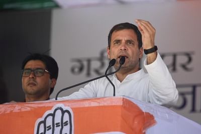 Barabanki: Congress President Rahul Gandhi addresses a public rally in Uttar Pradesh