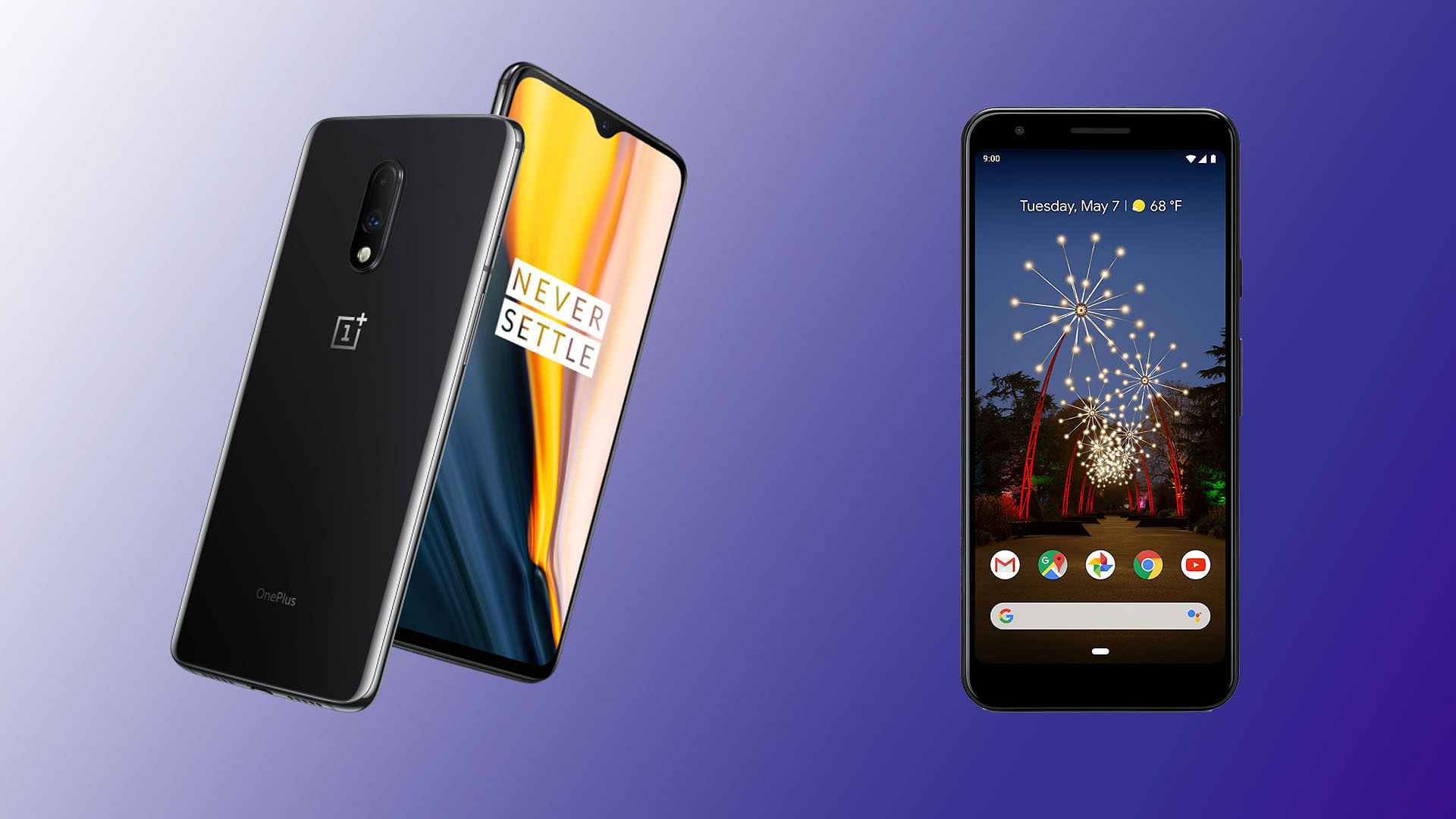 Should you pick the OnePlus 7 (left) or the Google Pixel 3a (right)
