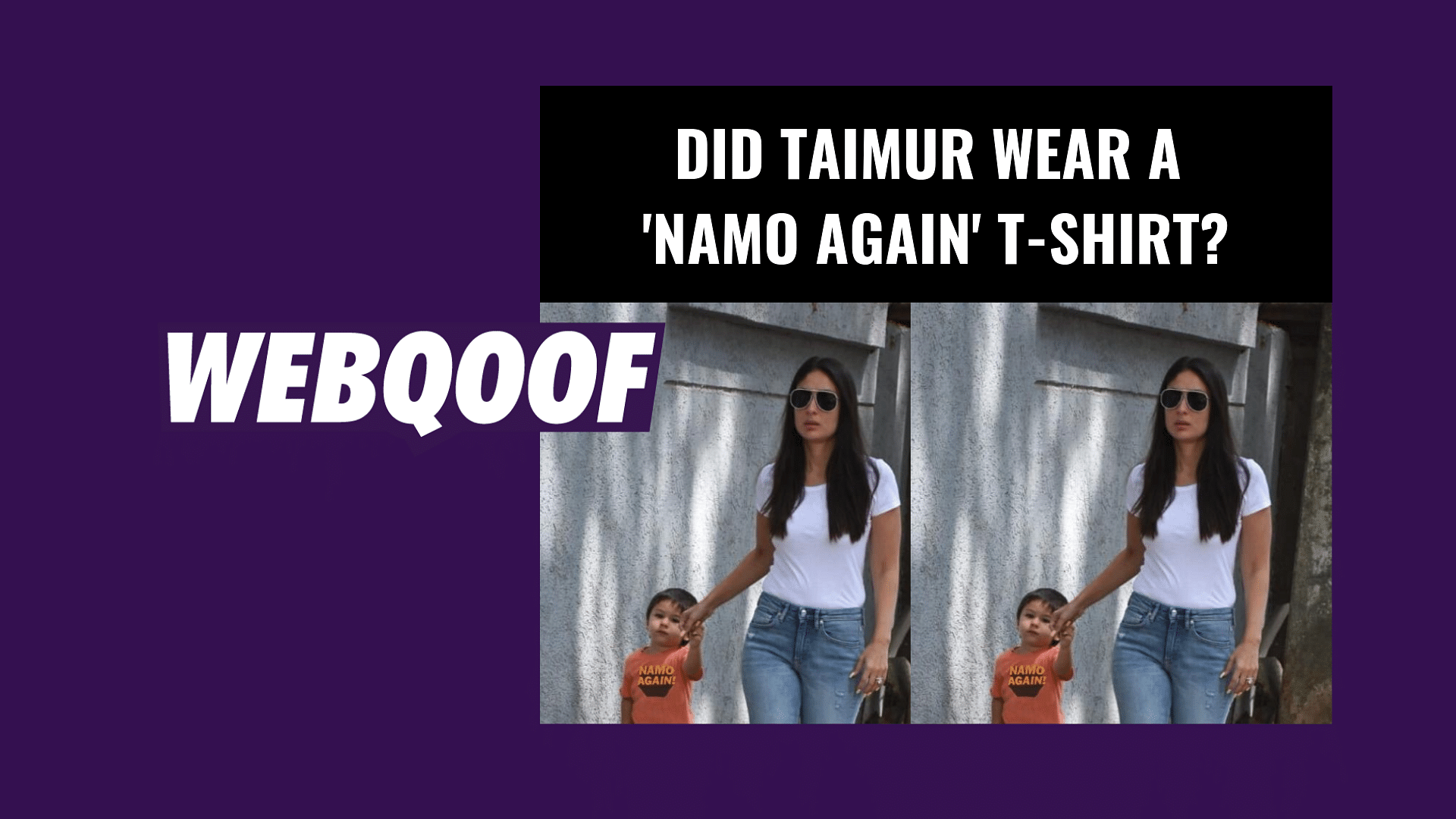 The image being circulated on social media falsely claims that Taimur Ali Khan wore a ‘NaMo Again’ T-shirt.
