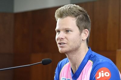 Bengaluru: Rajasthan Royals captain Steve Smith addresses a press conference in Bengaluru, on April 29, 2019. (Photo: IANS)