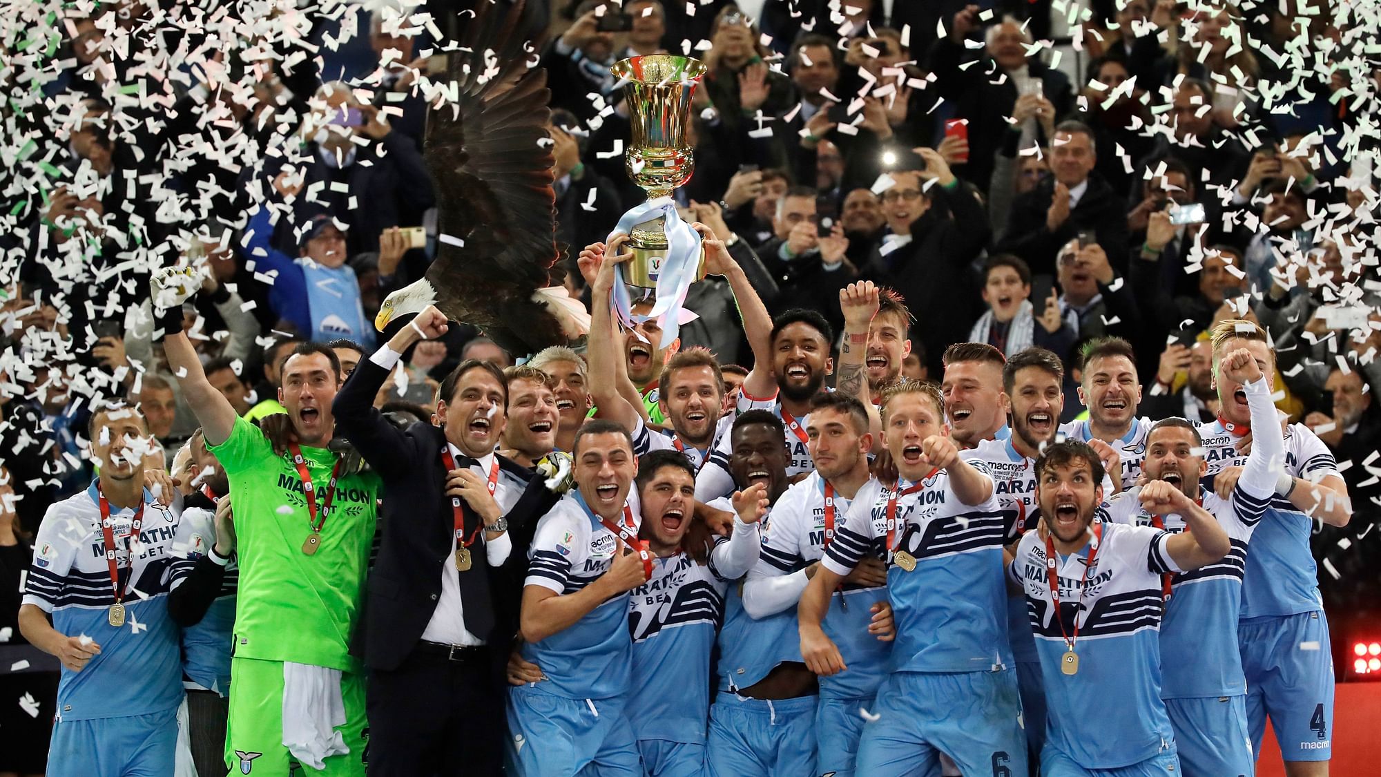 Sergej Milinkovic-Savic scored moments after coming off the bench to lead Lazio to a 2-0 win over Atalanta in the Italian Cup final.