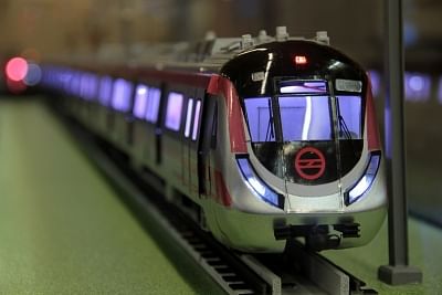 Delhi metro museum: The model of a metro rail on display. (Photo Credit: DMRC)