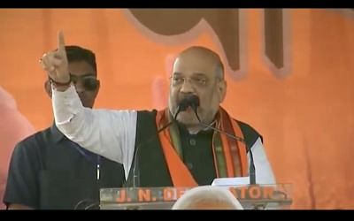 Howrah: BJP chief Amit Shah addresses a public rally in Howrah, West Bengal, on May 1, 2019. (Photo: IANS)
