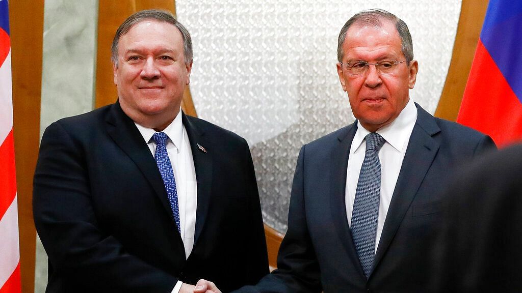 US Secretary of State Mike Pompeo (L), and Russian Foreign Minister Sergey Lavrov at the Black Sea resort city of Sochi.&nbsp;