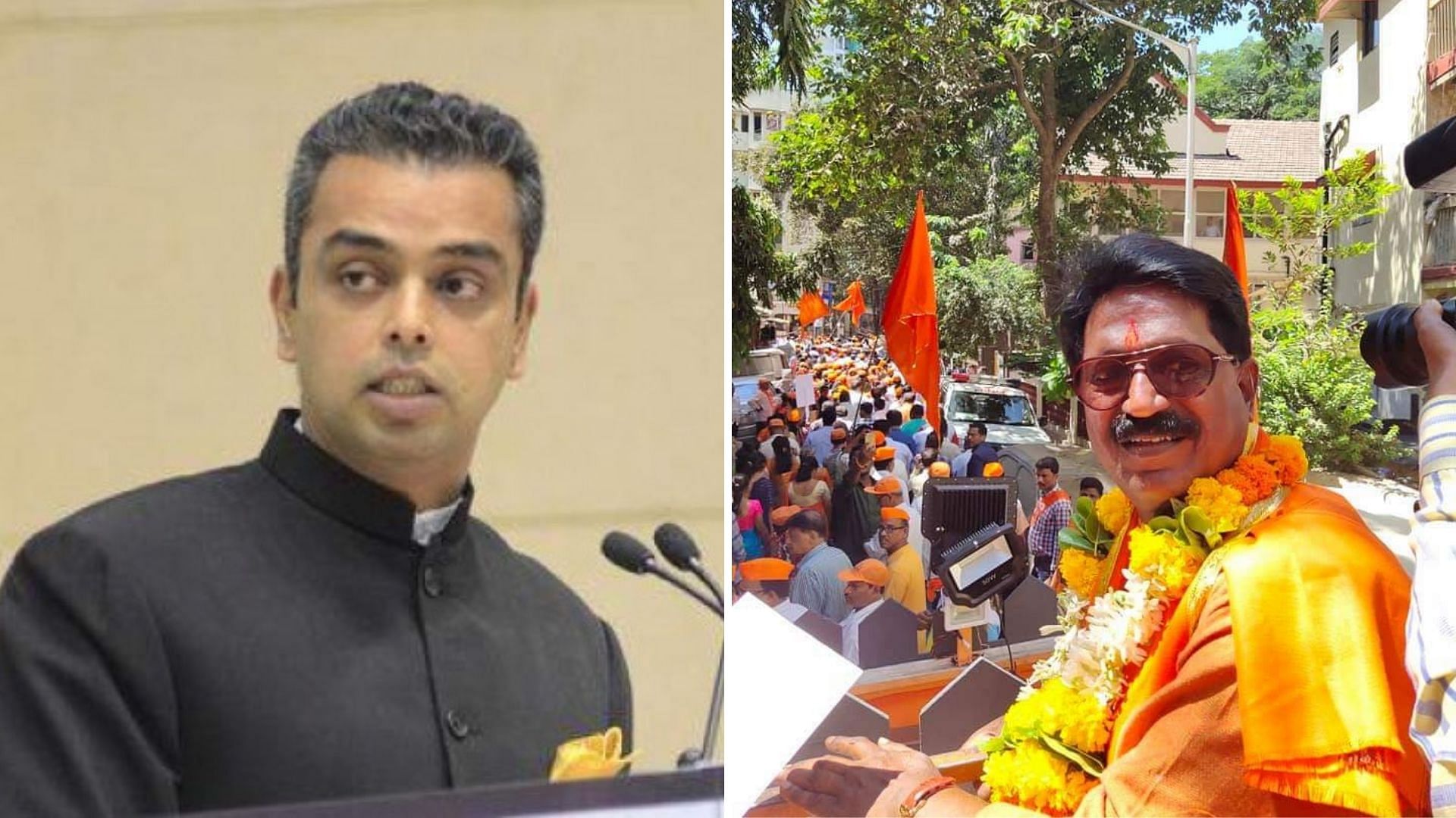 (L) Mumbai Congress Chief Milind Deora and (R)  Shiv Sena candidate Arvind Sawant&nbsp;