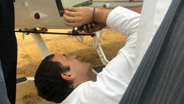 Congress President Rahul Gandhi has posted a picture of himself on Instagram which shows him trying to fix a helicopter.