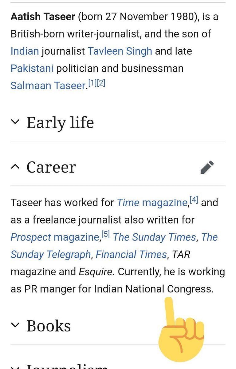 The Wiki page of author of TIME magazine’s article on PM Modi was changed to suggest he was  PR manager for Congress