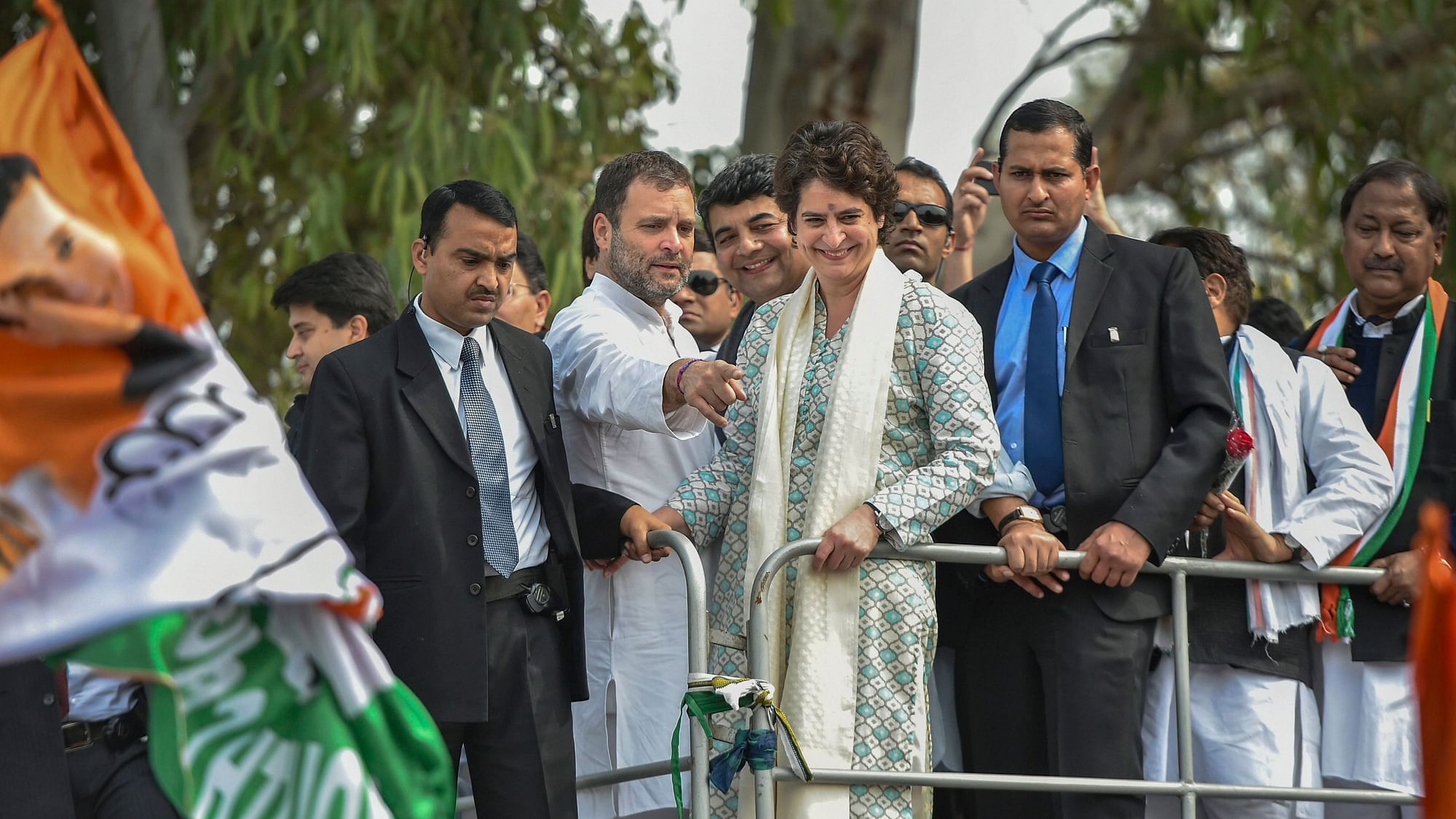All India Congress Committee (AICC) General Secretary of Uttar Pradesh East, Priyanka Gandhi Vadra, with Congress President Rahul Gandhi during the roadshow, in Lucknow. File picture.