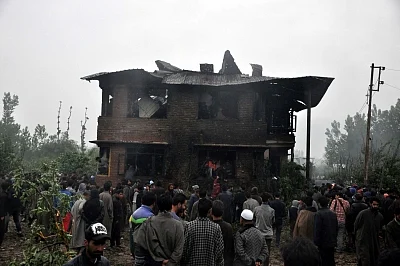 Pulwama: Locals gather at the site where Kashmir