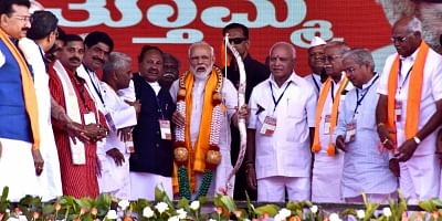 Bagalkot: Prime Minister Narendra Modi during a public rally in Karnataka
